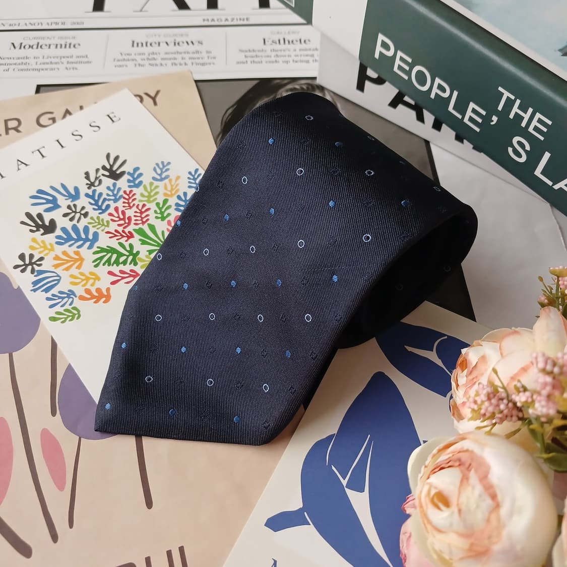 펜디 실크 네이비 주카 패턴 넥타이 9cm S~A+등급 E727 상품이미지2