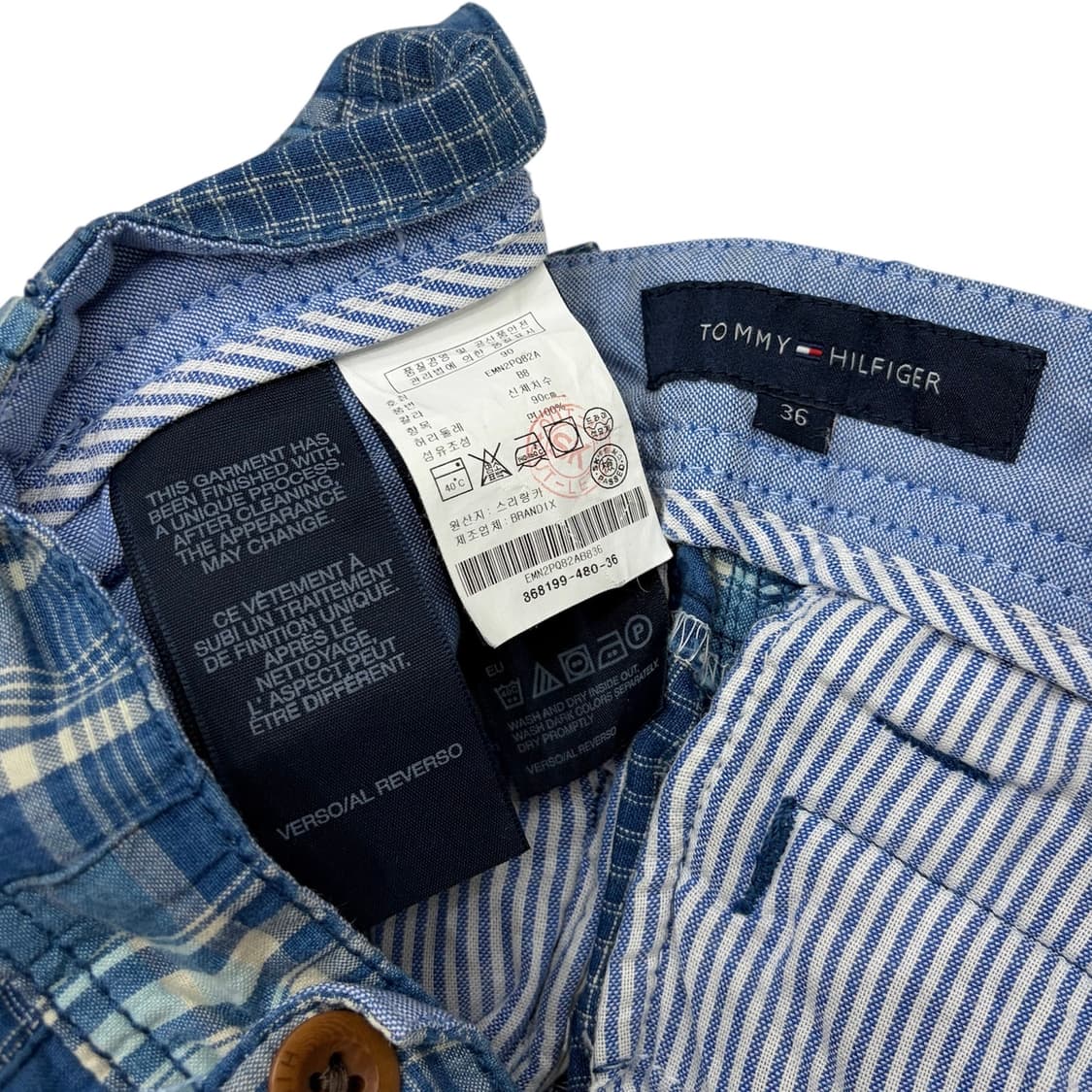 타미 힐피거 블루 패치워크 카고 반바지 마드라스 쇼츠 팬츠 (36) 상품이미지3