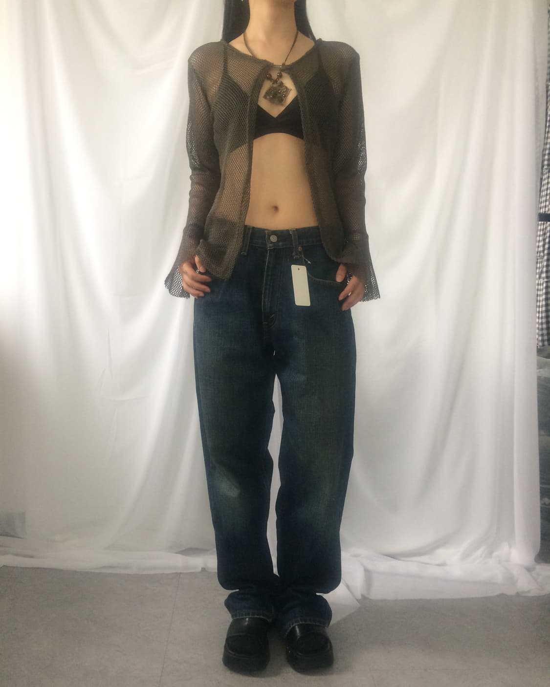 See through one button cardigan 상품이미지7