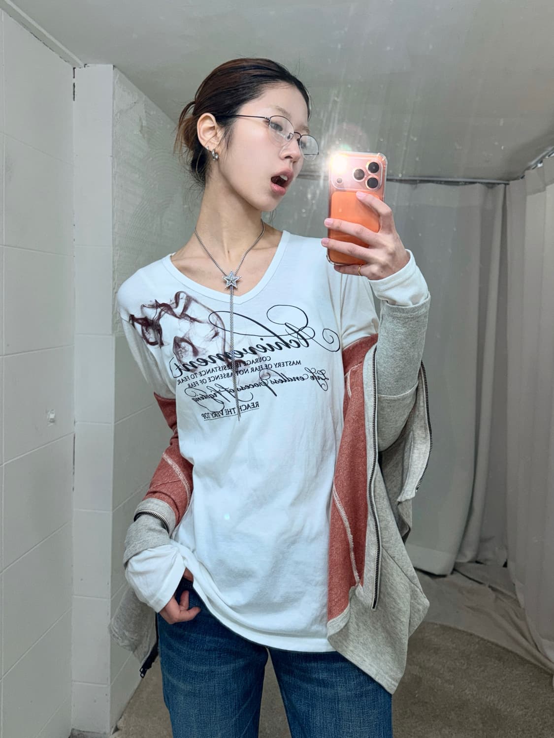 그런지 프레피 더블 코트 상의 세트 상품이미지4