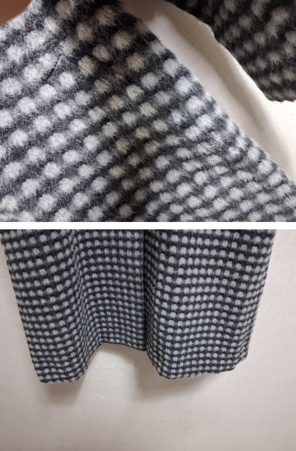 BELLE VOGUE 알파카롱코트 밍크카라 그레이검정체크 66 고품질 상품이미지7