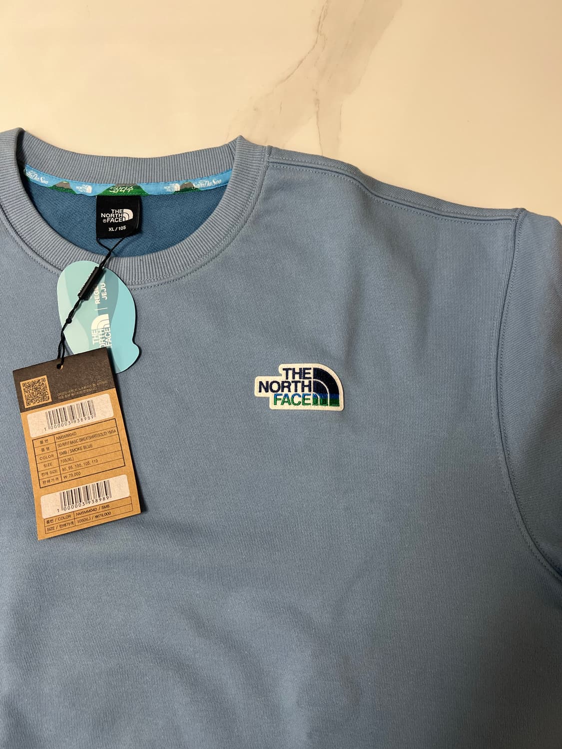 [XL] 노스페이스 제주 삼다수 스웨트셔츠 블루 새상품 상품이미지5