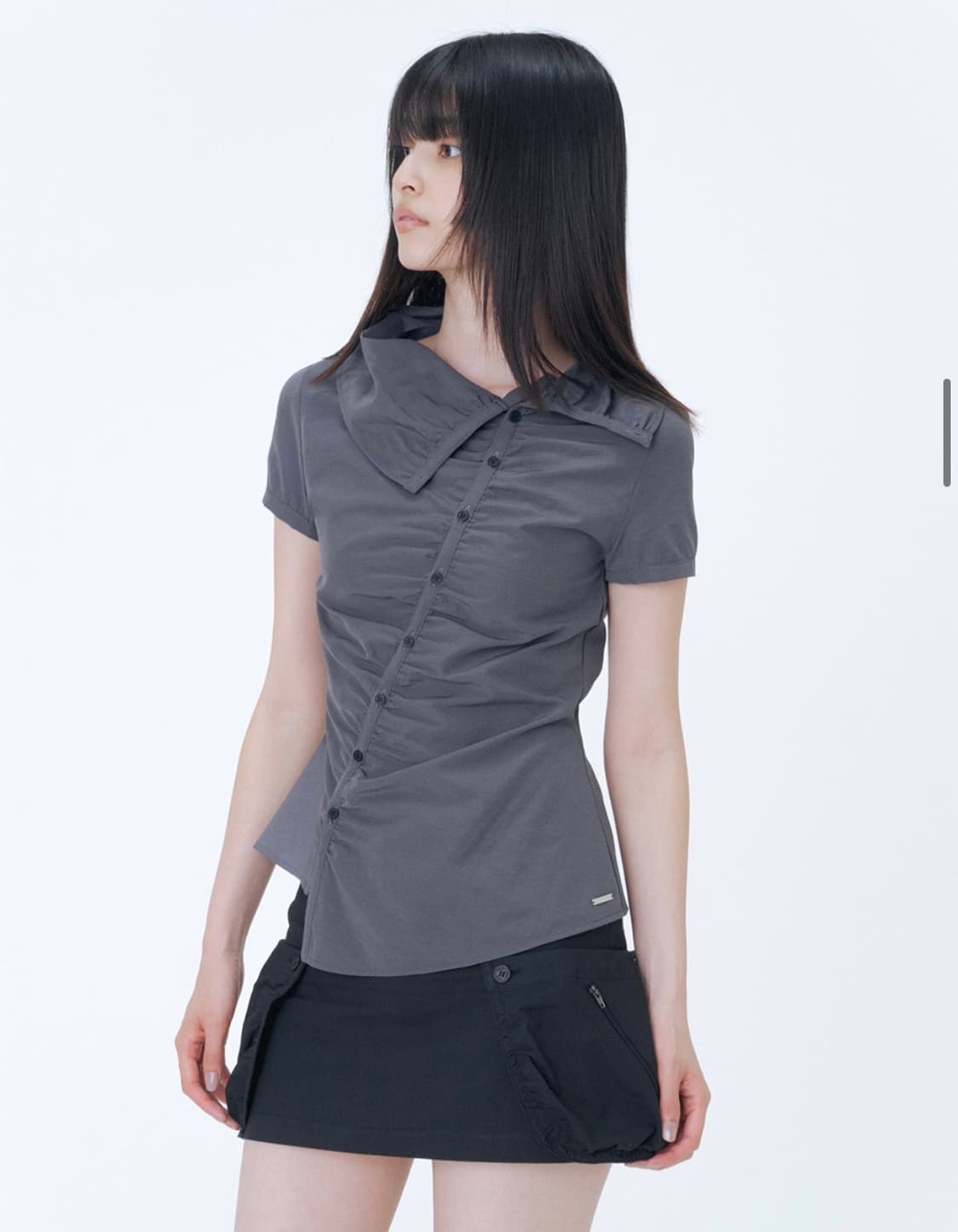 미세키 서울 High neck shirring button shirt  상품이미지2