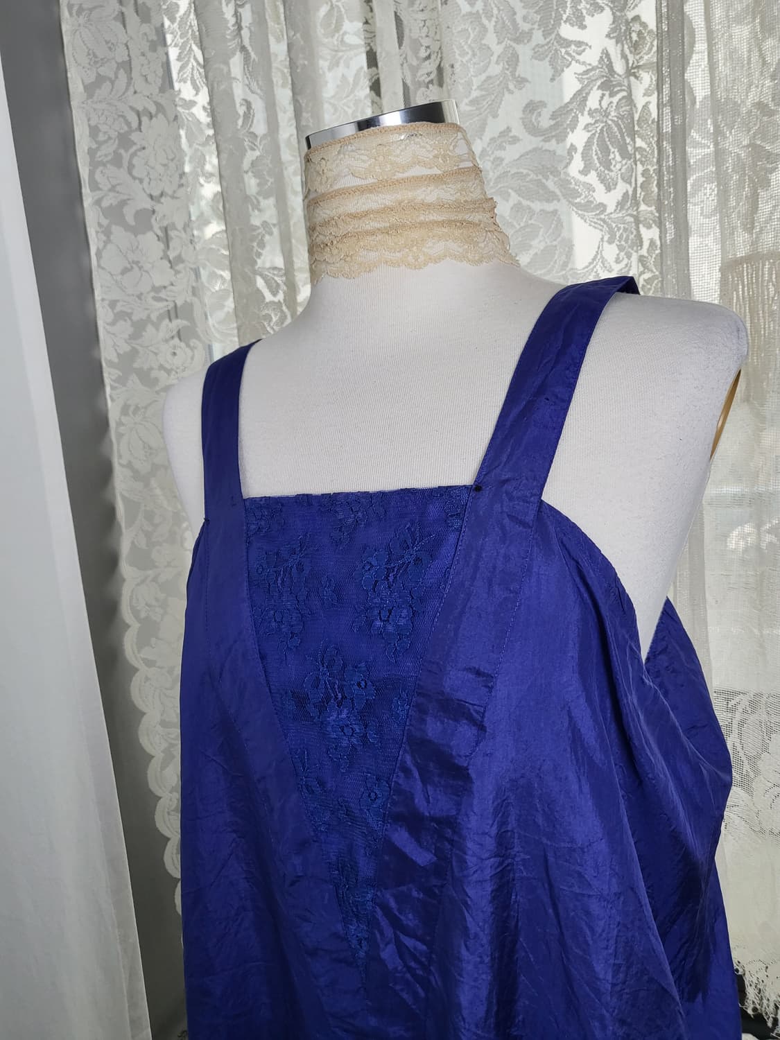 빈티지 사파이어 블루 퍼플 플로럴 슬리브리스 상품이미지4