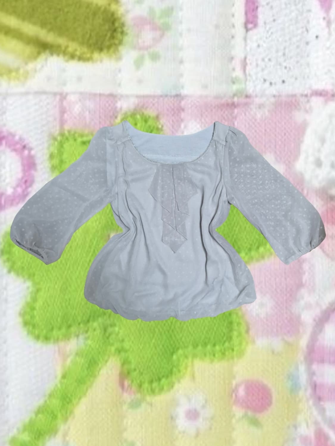 빈티지 모리걸 땡땡이 도트 블라우스 레이스 보트넥 상품이미지1