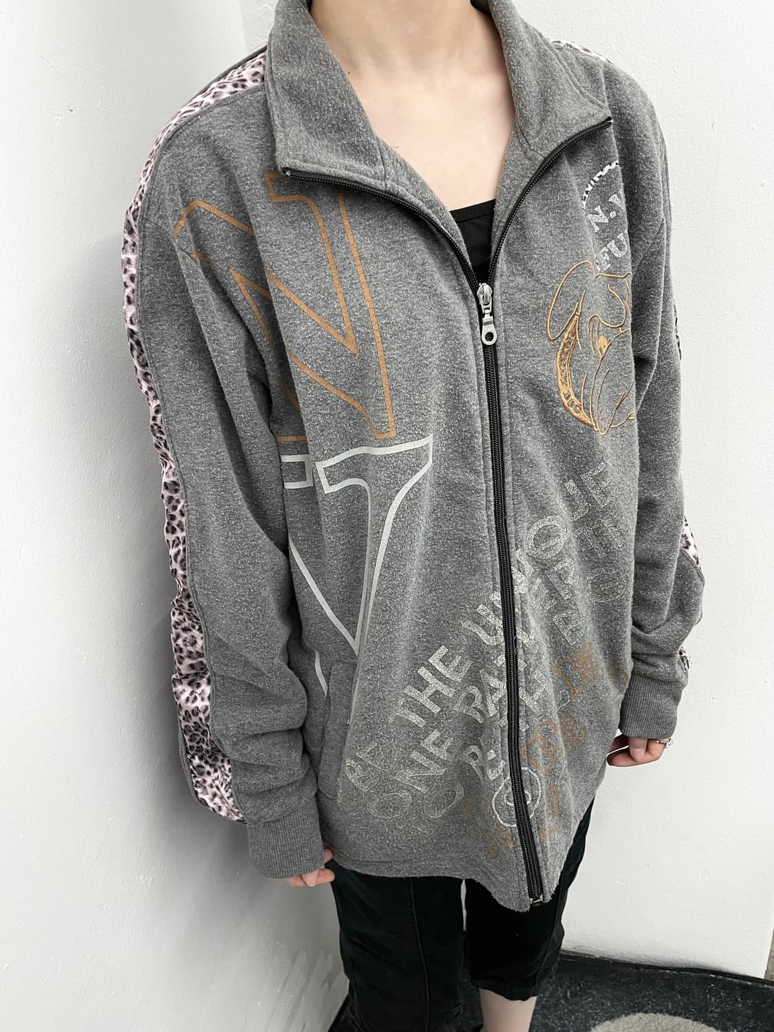 y2k 갸루 불독 레오파드 루즈 집업 상품이미지3