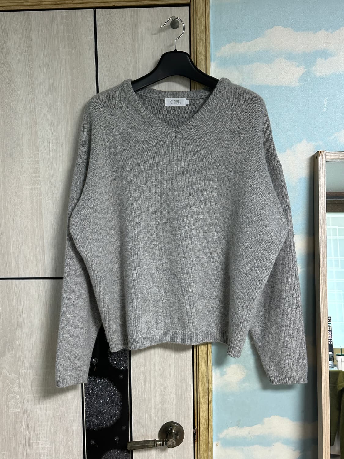(1) 노드아카이브 오버사이즈 브이넥 니트 멜란지그레이 상품이미지2