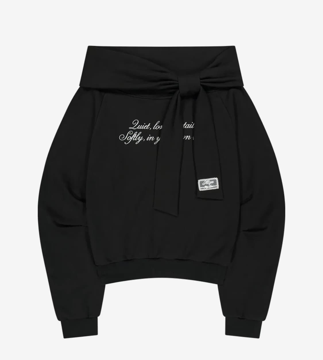 일리고 퓨어 보우 오프숄더 맨투맨 블랙 상품이미지1