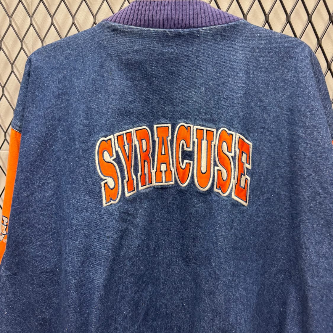 USA VTG 90s 빈티지 데님 바시티 오렌지 배색 워크 자켓 상품이미지6