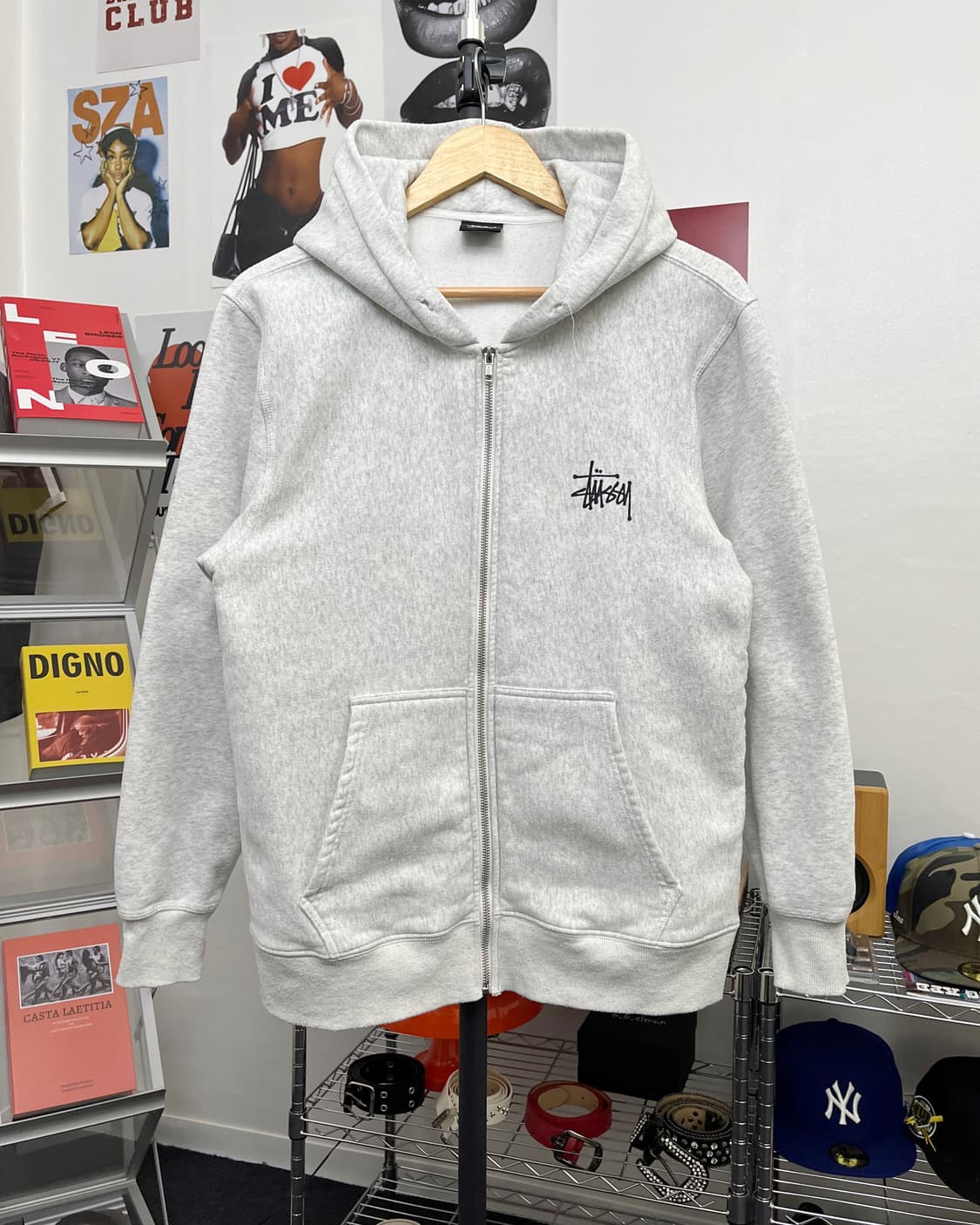 스투시 스탁 빅로고 그레이 후드집업 상품이미지5