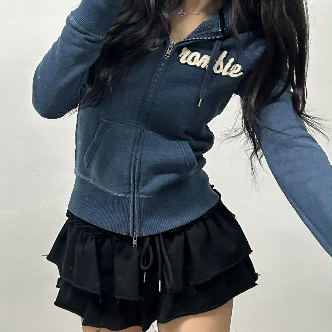 아베크롬비 y2k 대대장 작사 네이비 걸즈 후드집업 희귀져지(M) 상품이미지3