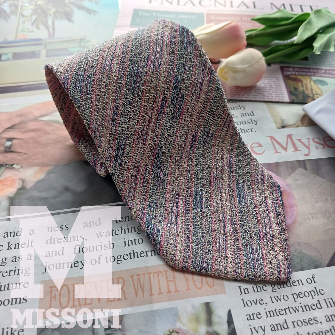 미쏘니 실크 멀티컬러 직조 패턴 넥타이 9.5cm B등급 A18730
 상품이미지1