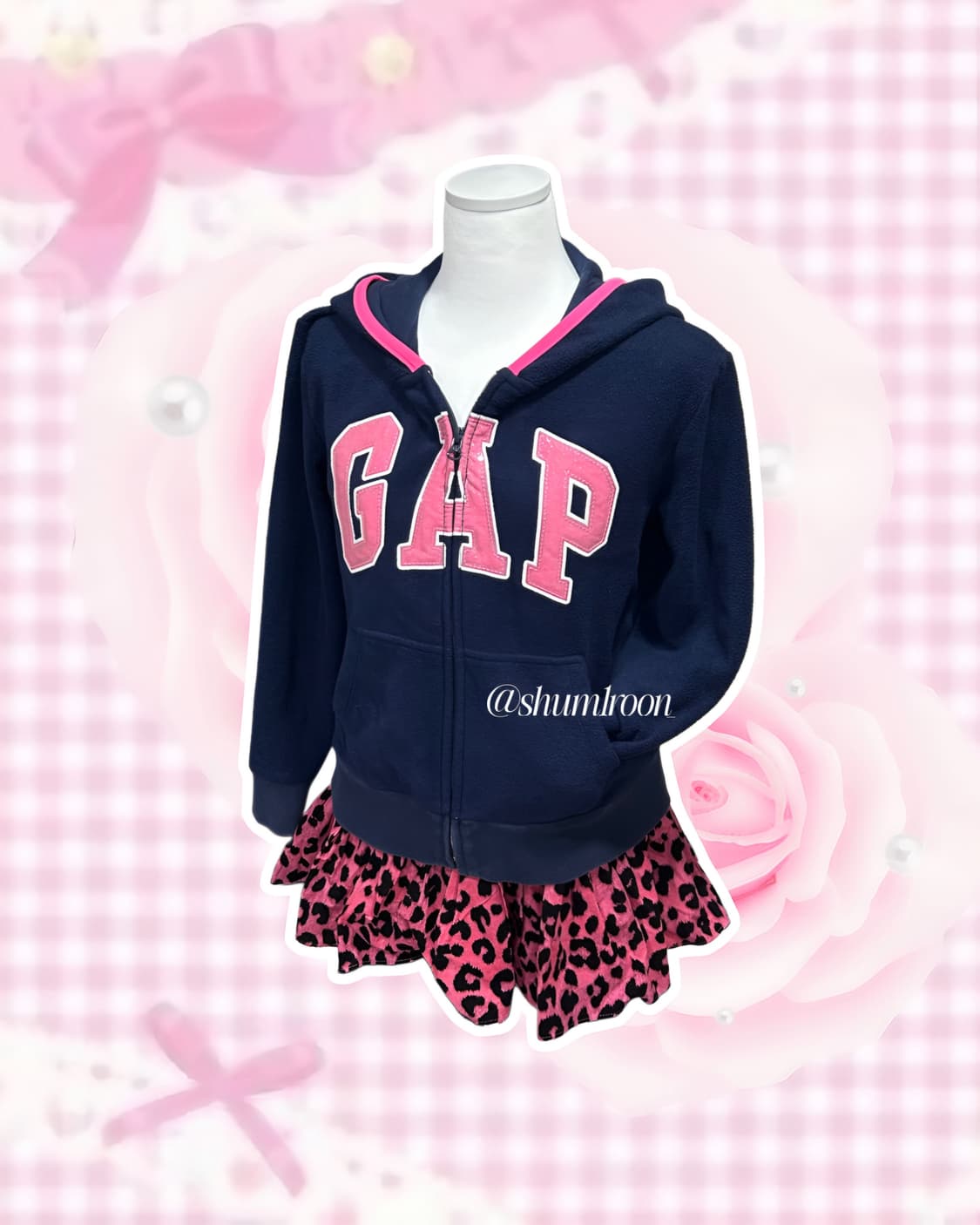 갭 y2k 샤인핑크 후리스 후드집업 상품이미지2