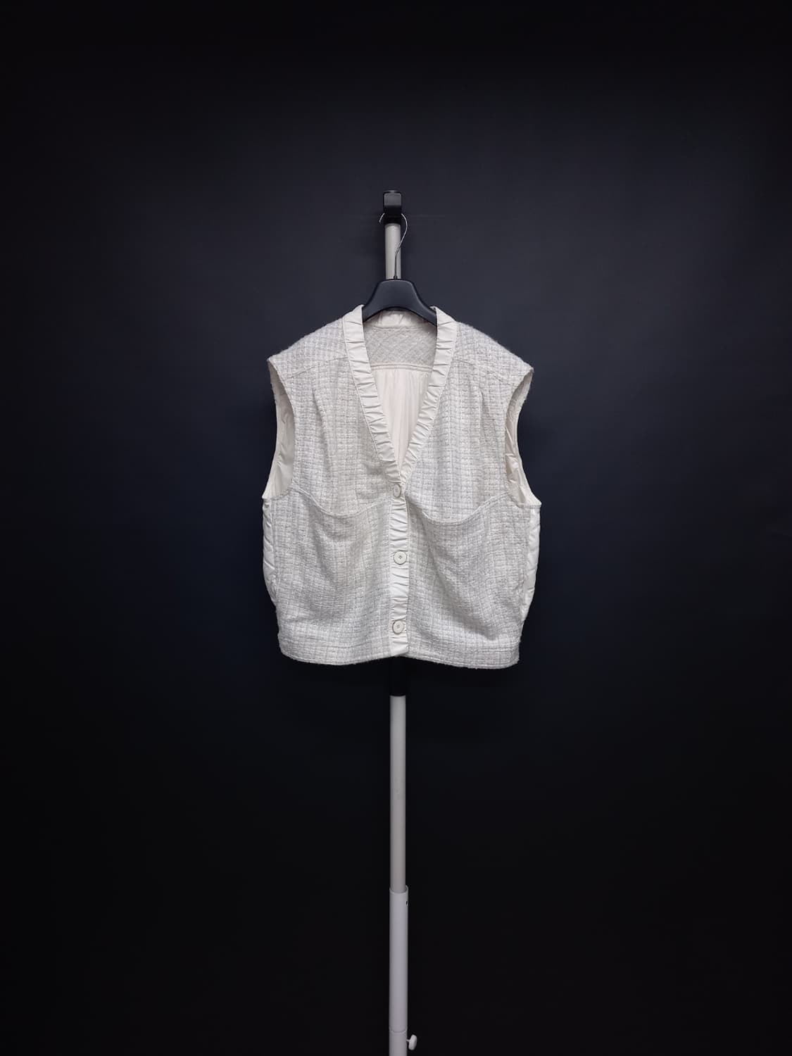 시스템 춘추동 트위드 인조가죽 베스트 82 55-77 상품이미지1