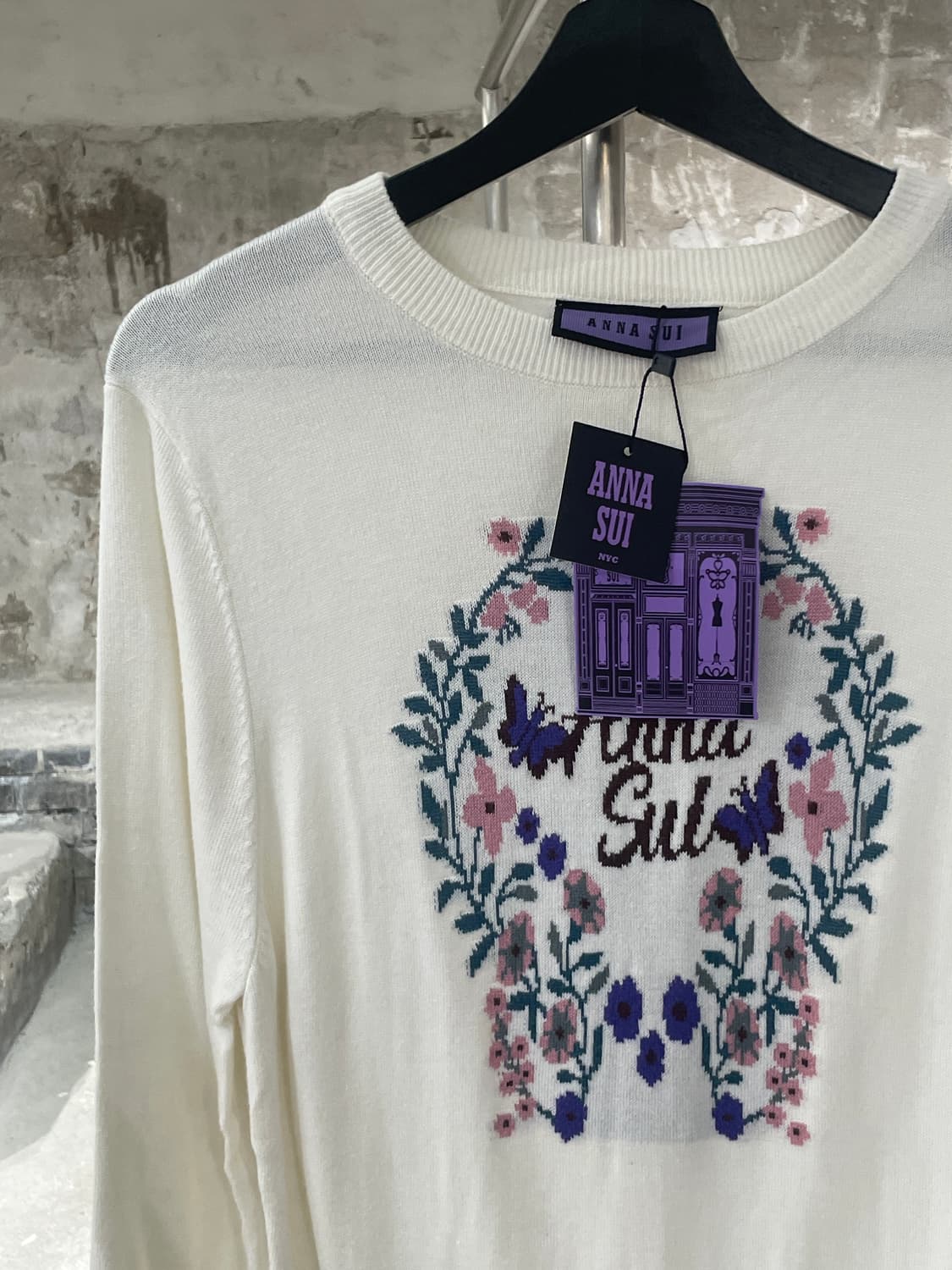 안나 수이 아이보리 플라워 엠브로이드 크루넥 니트 상품이미지2