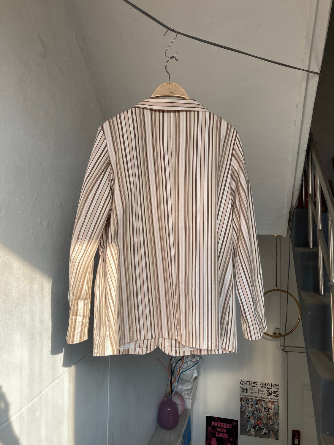 코튼100% 빈티지 스트라이프 자켓 상품이미지6
