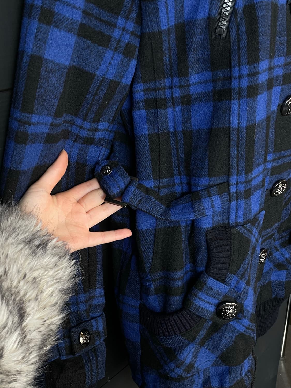 SORRIDERE 펑크 딥 블루 체크패턴 코트 상품이미지4