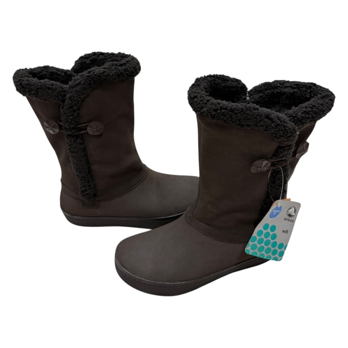 크록스 모데사 스웨이드 모리걸 퍼 부츠 브라운 250 상품이미지3