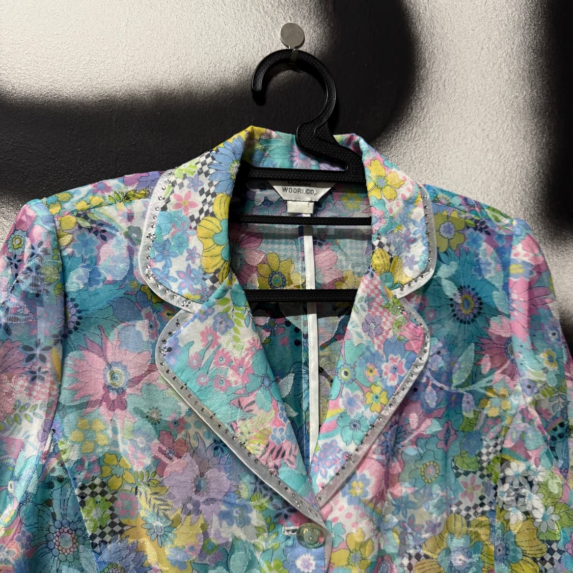 VTG 빈티지 오리엔탈 큐빅 디테일 수채화 패턴 카라 자켓 상품이미지3