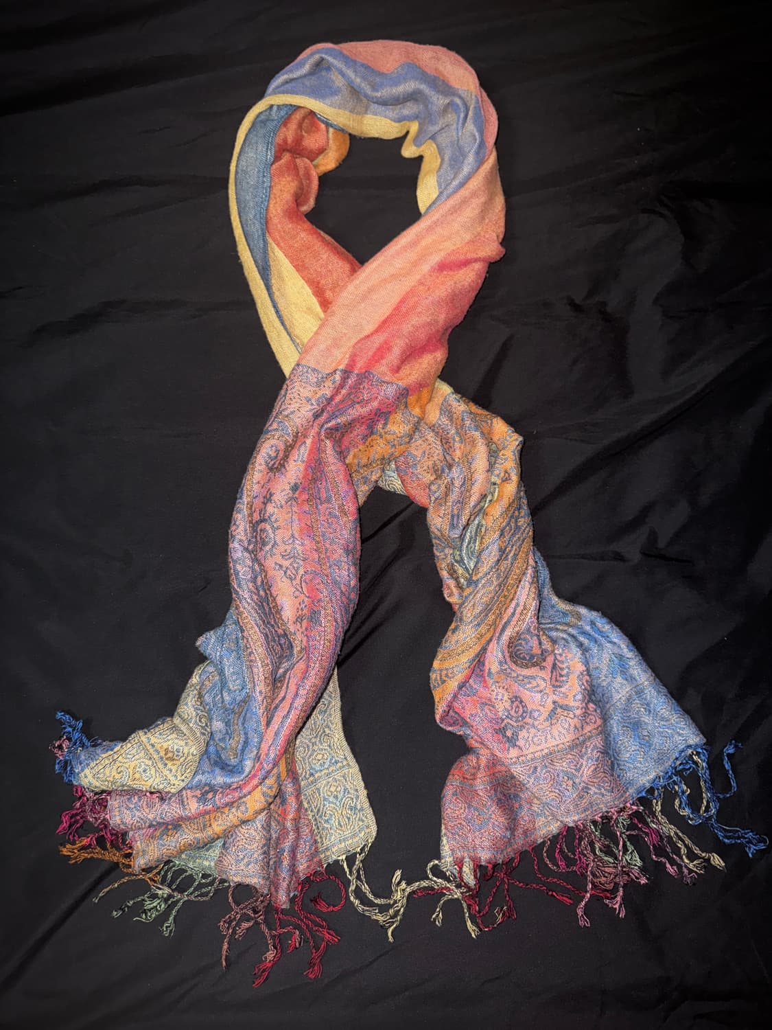 vtg Paisley Pashmina fringe Stole 상품이미지1