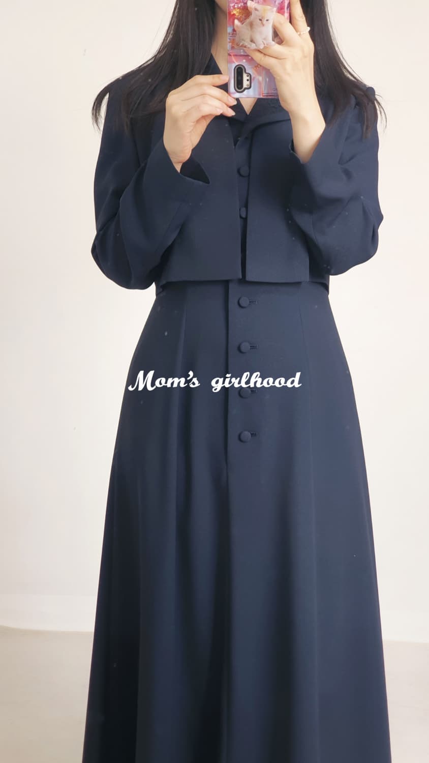 빈티지 네이비 클래식 셋업 원피스 상품이미지7