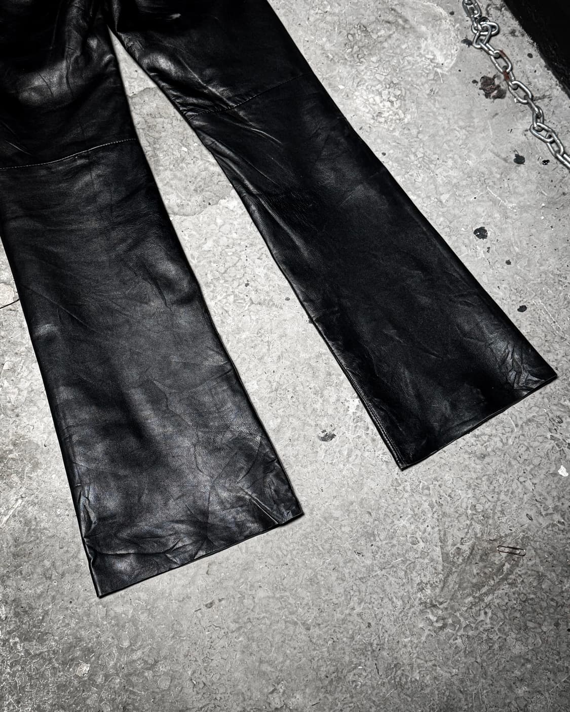 Vintage Black Leather Boot-cut Pants 상품이미지10