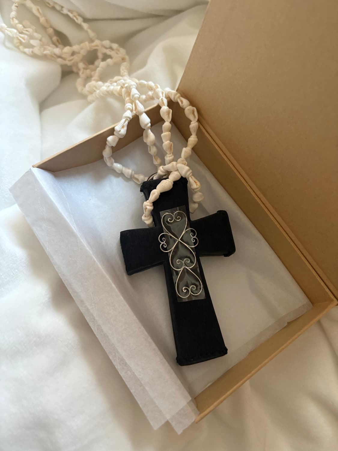 미사용) 진주+스틸체인 스컬프터 크로스 온 월렛 카드지갑 블랙 상품이미지1