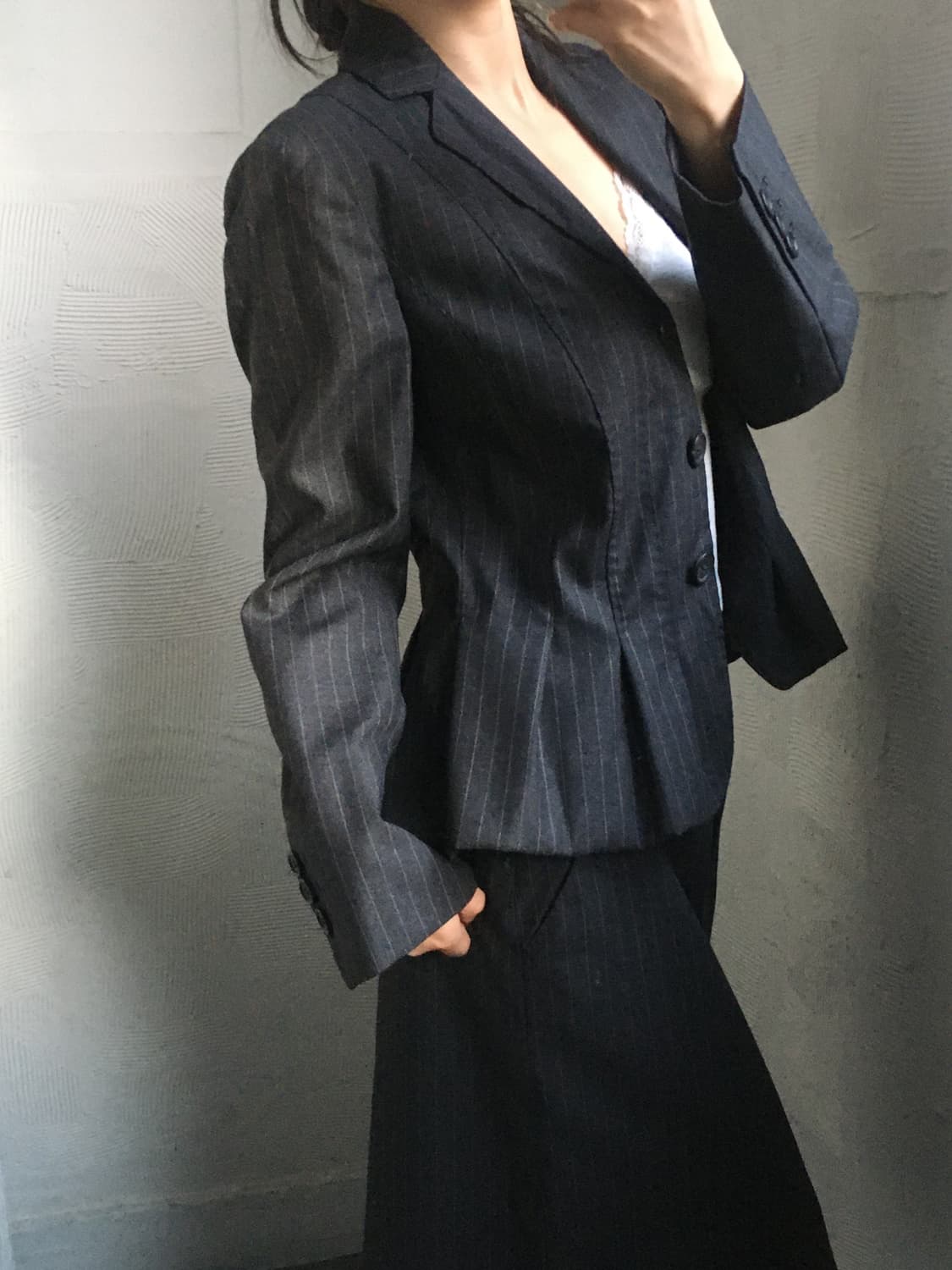Moschino 모스키노 07FW 차콜 핀스트라이프 셋업 상품이미지2