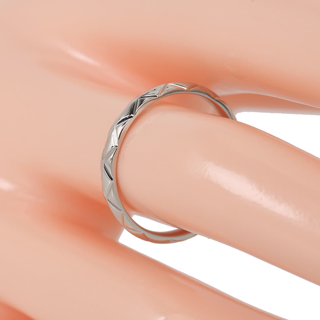 샤넬 마틀라세 코코크러쉬 반지 화이트골드 퀼팅 링 58호 상품이미지9