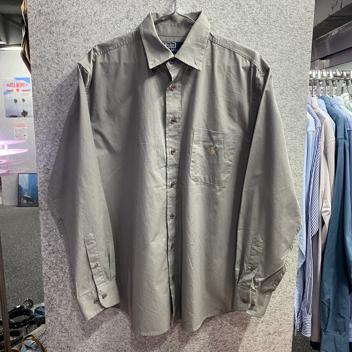 폴로 랄프로렌 자수로고 클래식핏 그레이 셔츠 B3764 상품이미지2