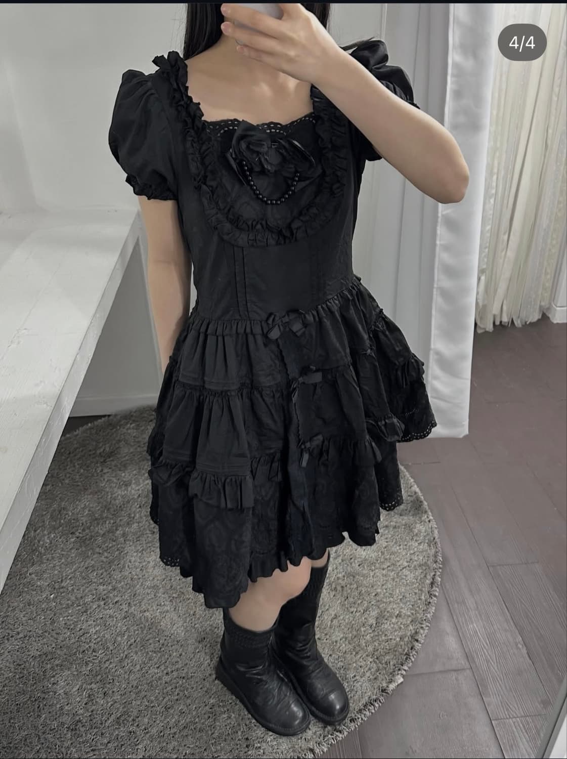 body line goth ruffle ribbon dress 상품이미지4