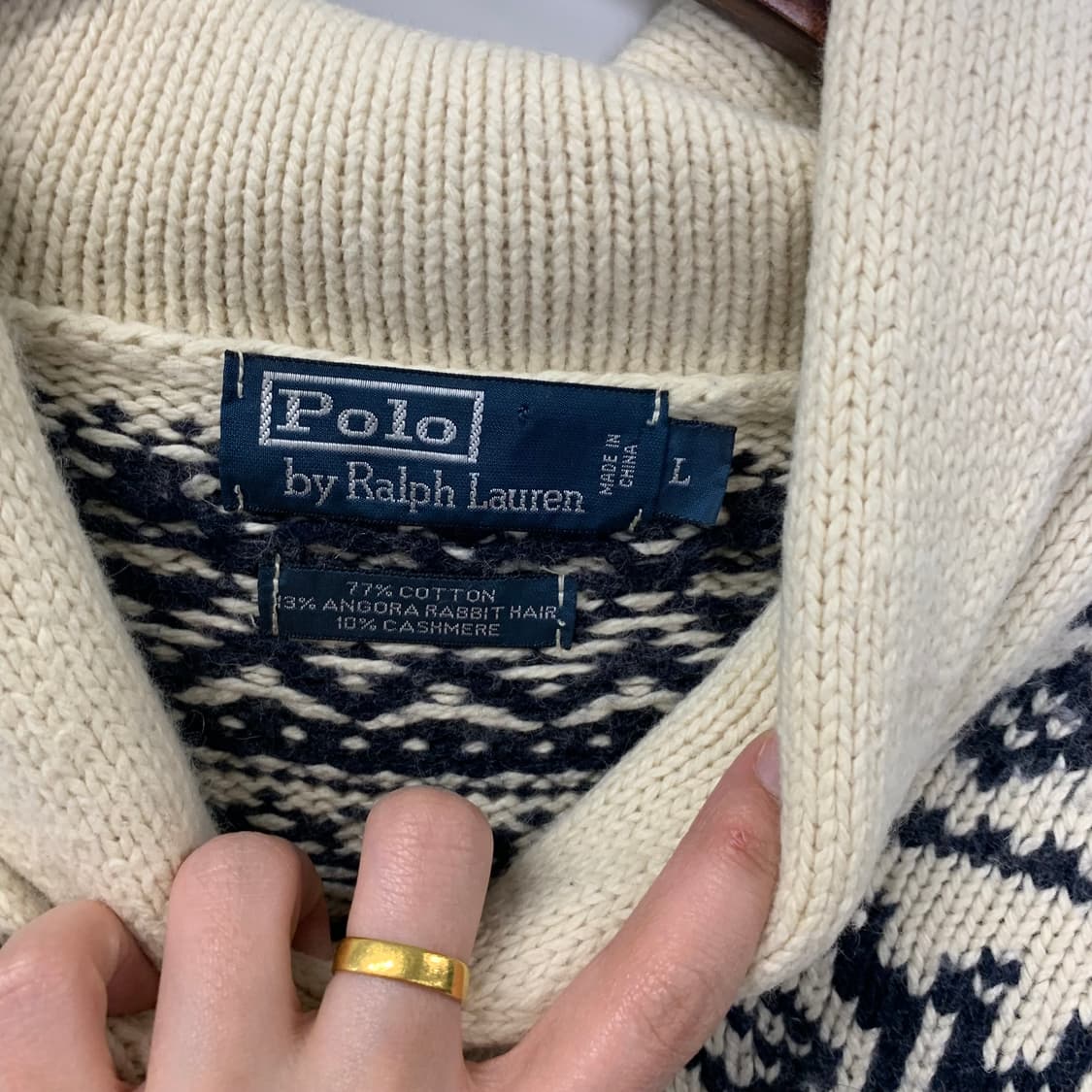 폴로 랄프로렌 아이보리 노르딕 숄카라 니트 상품이미지5