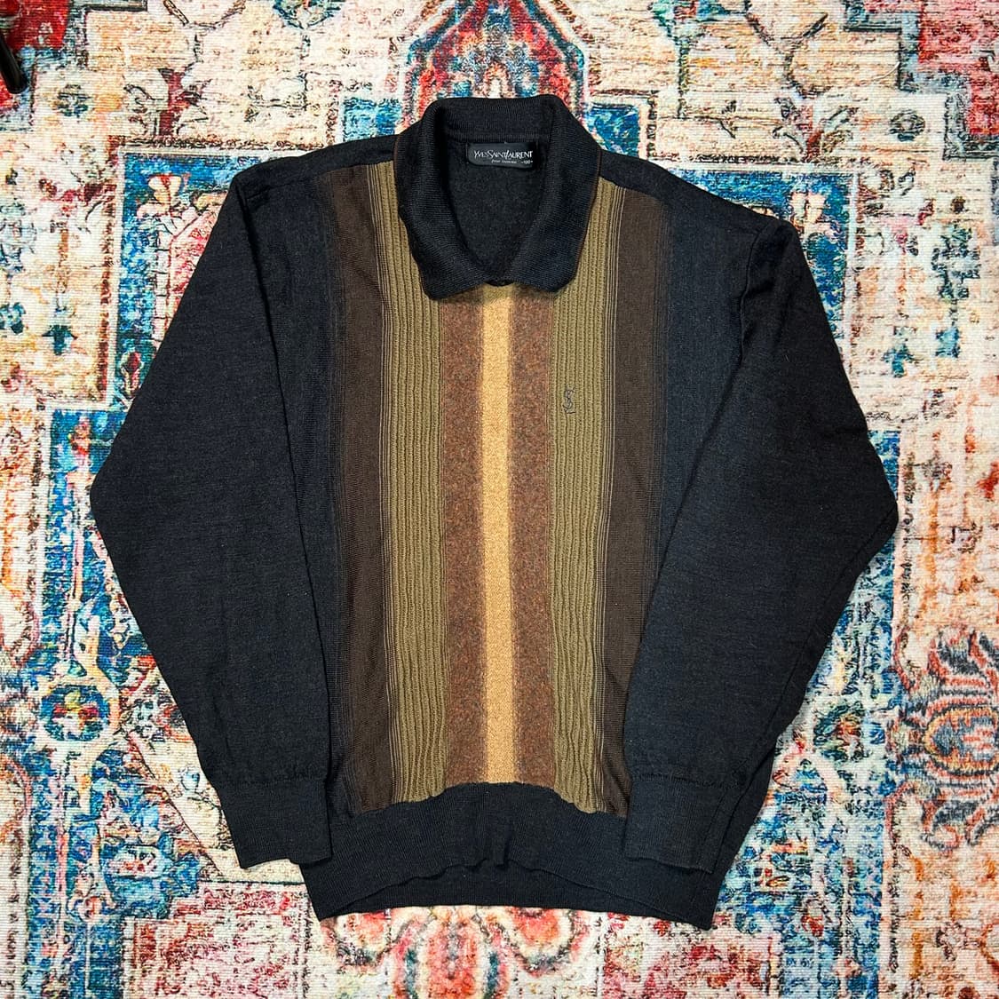 [M] 입생로랑 뿌르 옴므 스트라이프 패턴 카라 니트 상품이미지1