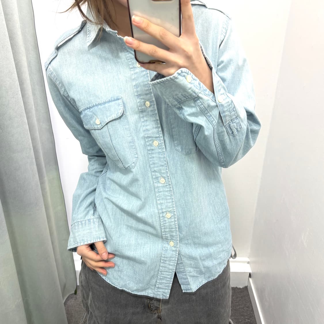 폴로 연청 데님 셔츠 상품이미지1