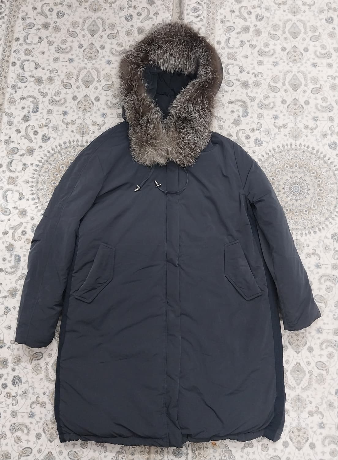 아테스토니 네이비 구스 폭스 퍼 패딩 M (66반까지) 상품이미지1
