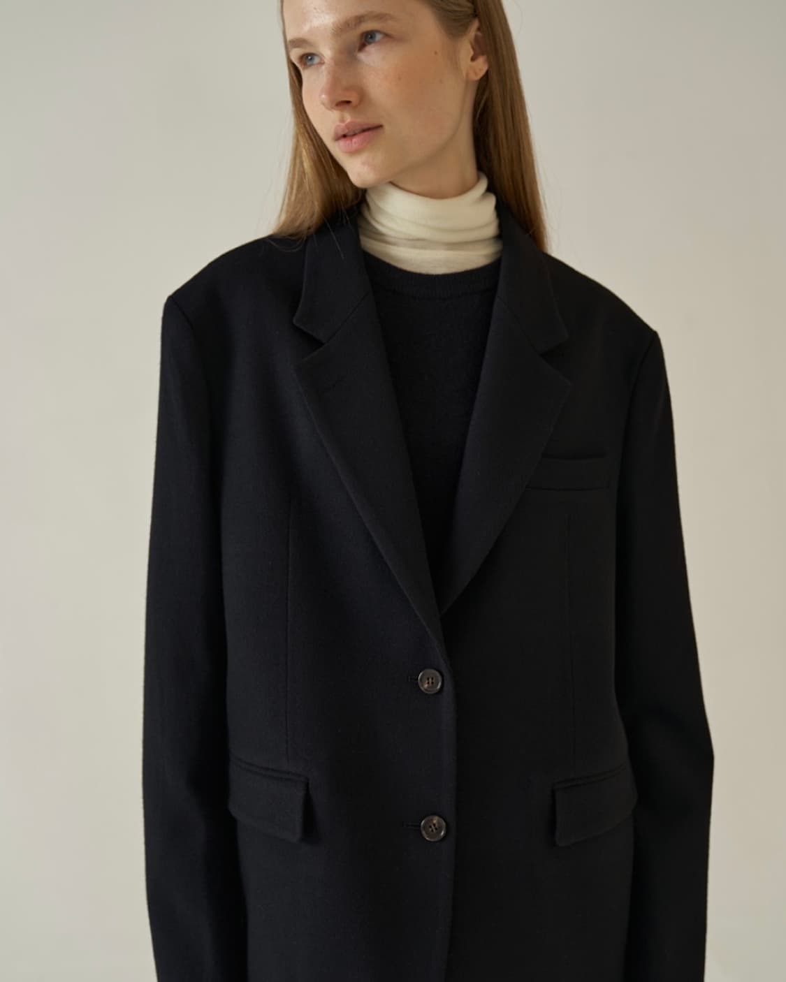 파사드패턴 캐시미어 라운드 니트 블랙 상품이미지3