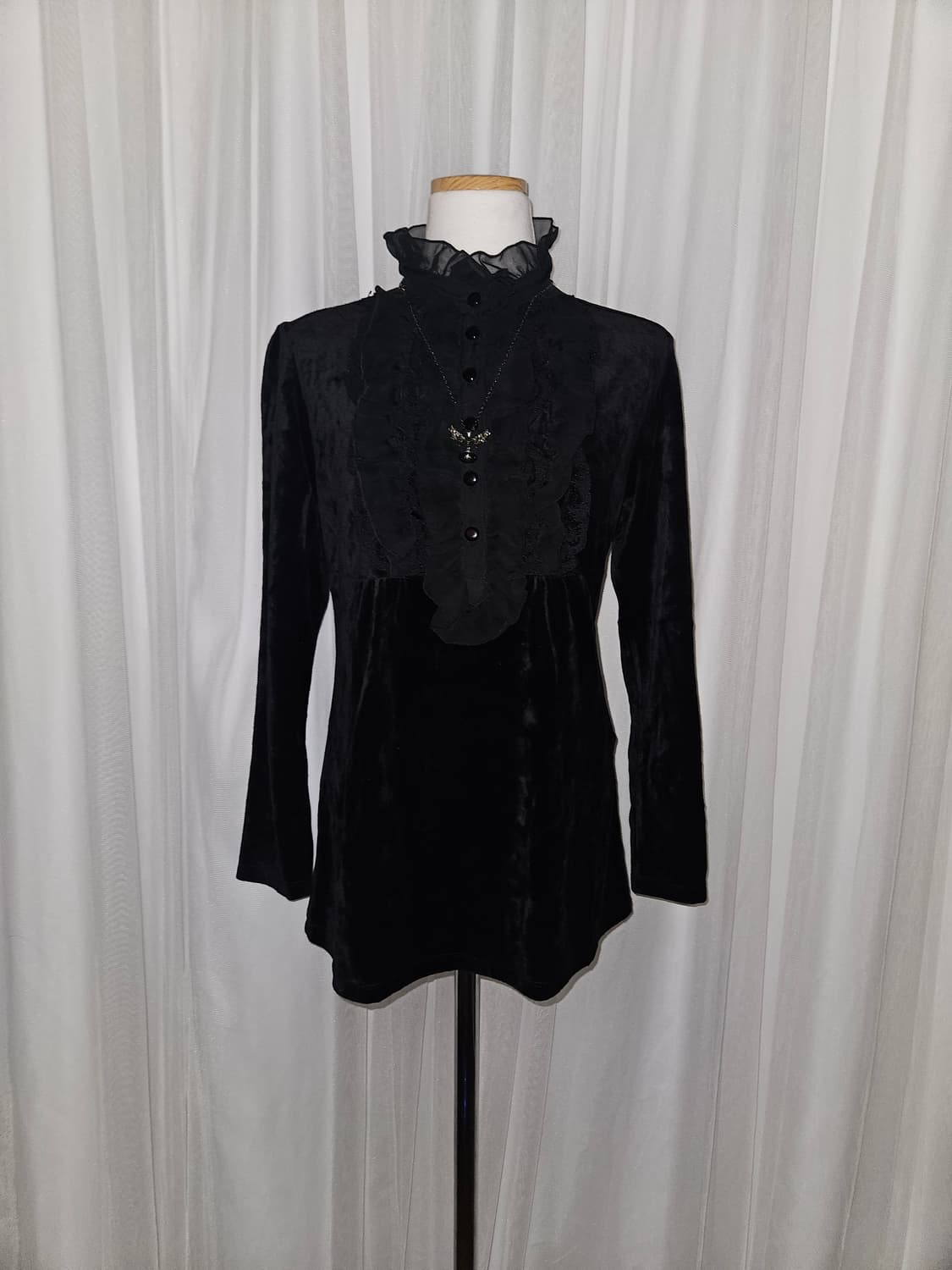 maliani 다크 고딕 공겜 히메 벨벳 블라우스 상품이미지1