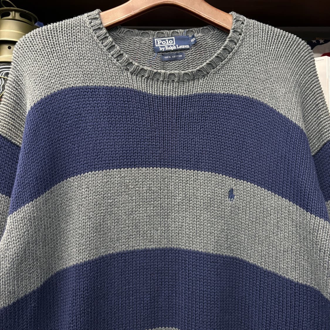 90s 폴로랄프로렌 오버핏 스트라이프 럭비 코튼니트 N184 상품이미지3