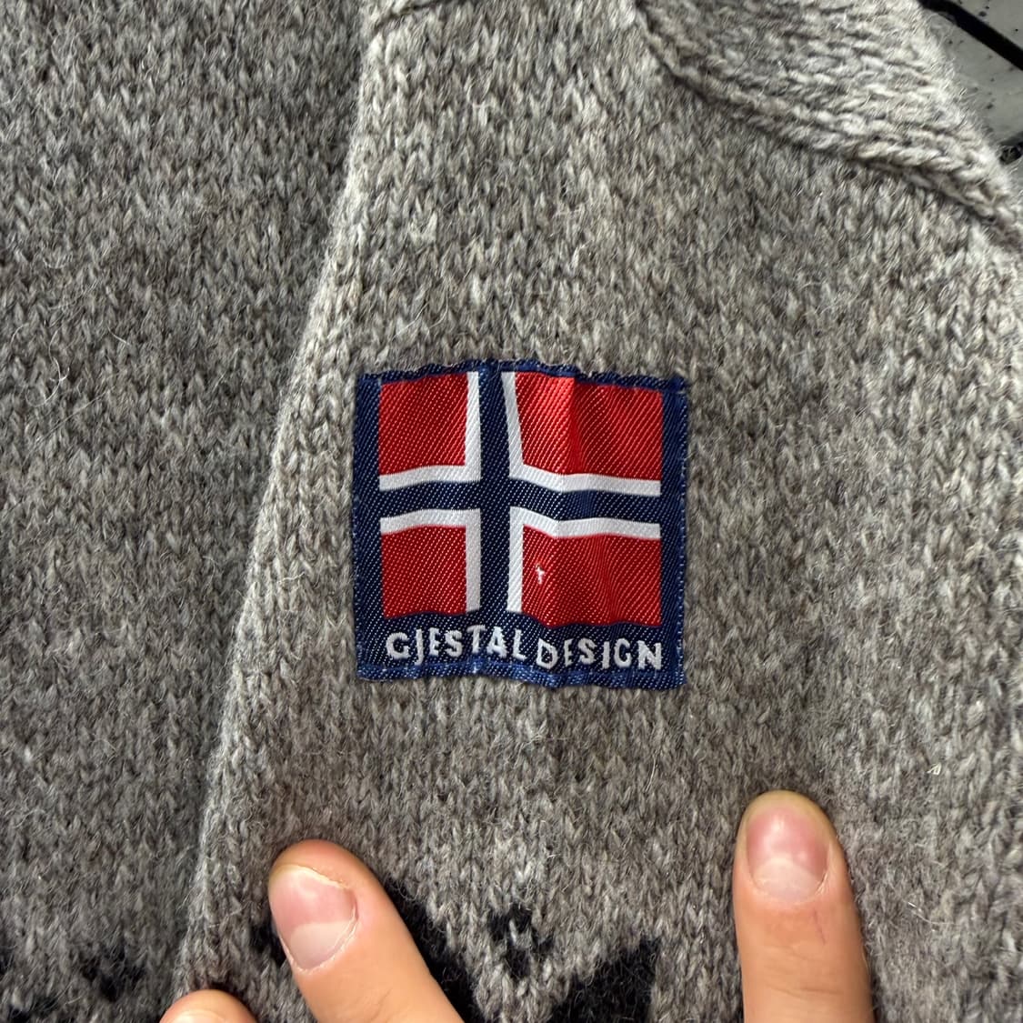USA VINTAGE 반집업 울니트 노르딕 패턴 암패치 디테일 그레이 상품이미지6