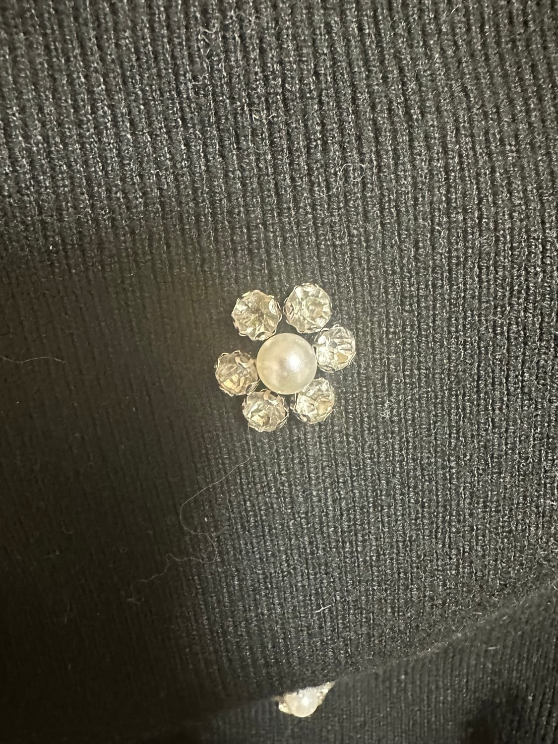 INVEST 블랙 플라워큐빅 장식 니트 원피스 상품이미지6