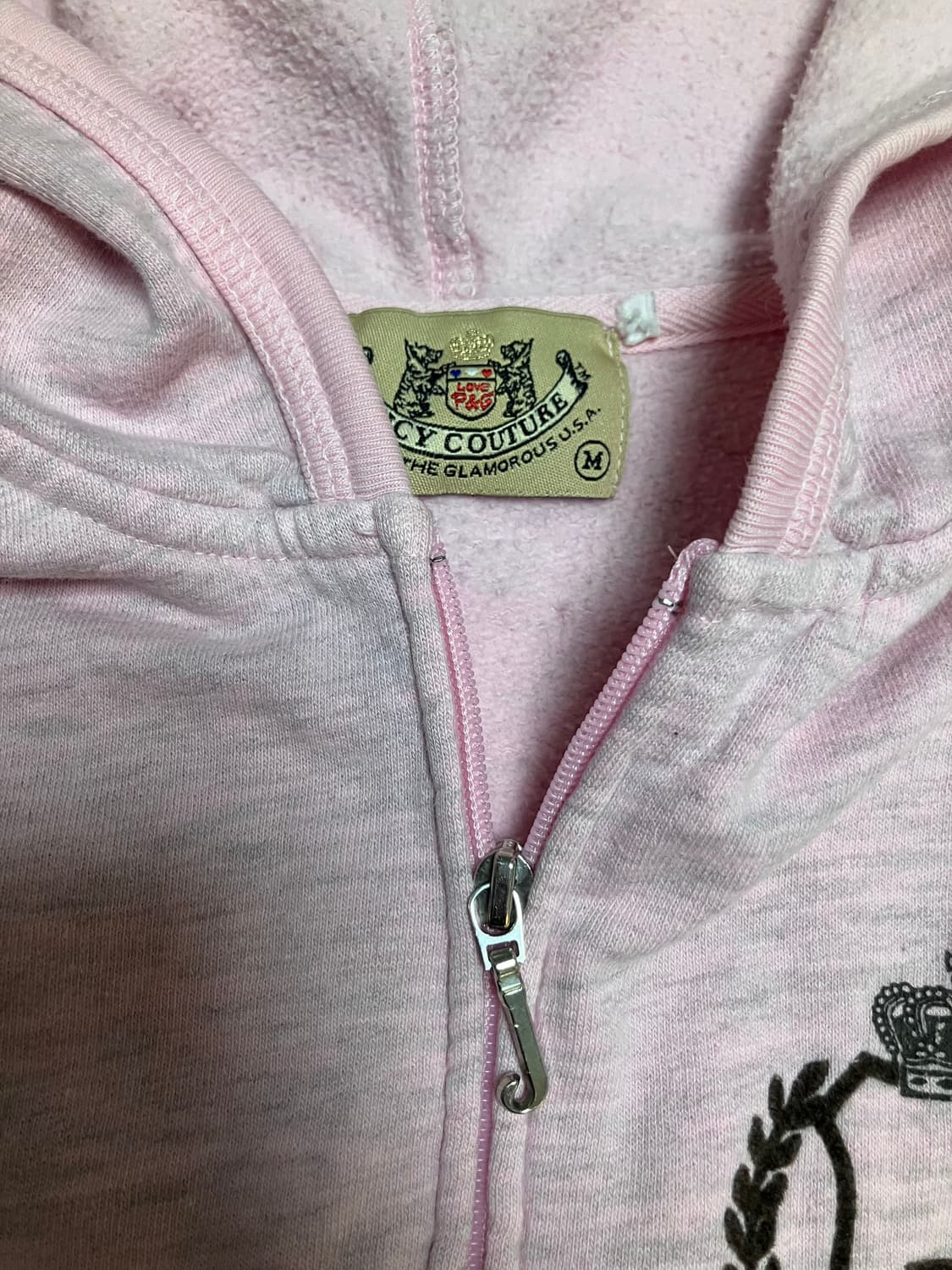 Y2K 쥬시 꾸뛰르 (초 희귀) 코튼 후드 집업 핑크 패리스힐튼 착용 상품이미지4