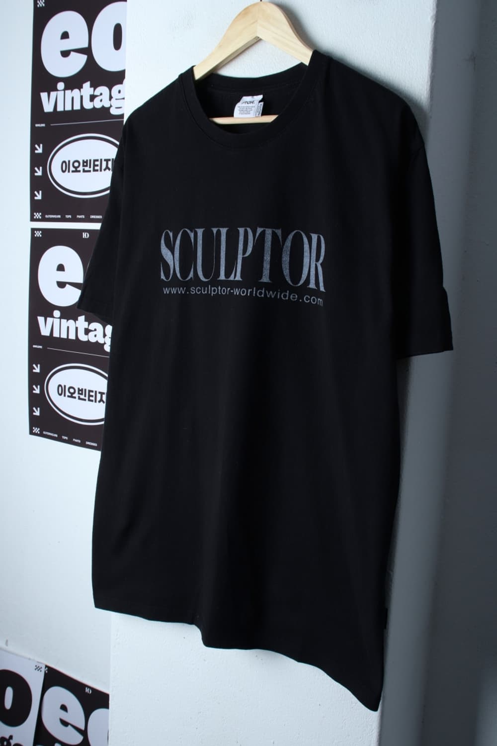 (XL-2XL) 스컬프터 반팔 티셔츠 빅로고 레터링 블랙-H32595 상품이미지1