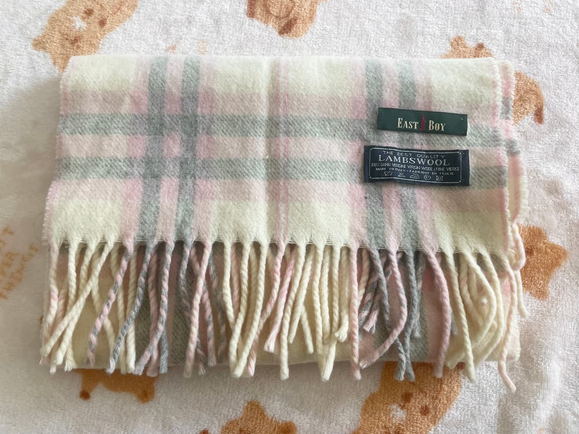 모리걸 빈티지 east boy 이스트보이 체크 머플러 💛💗🩶 상품이미지2