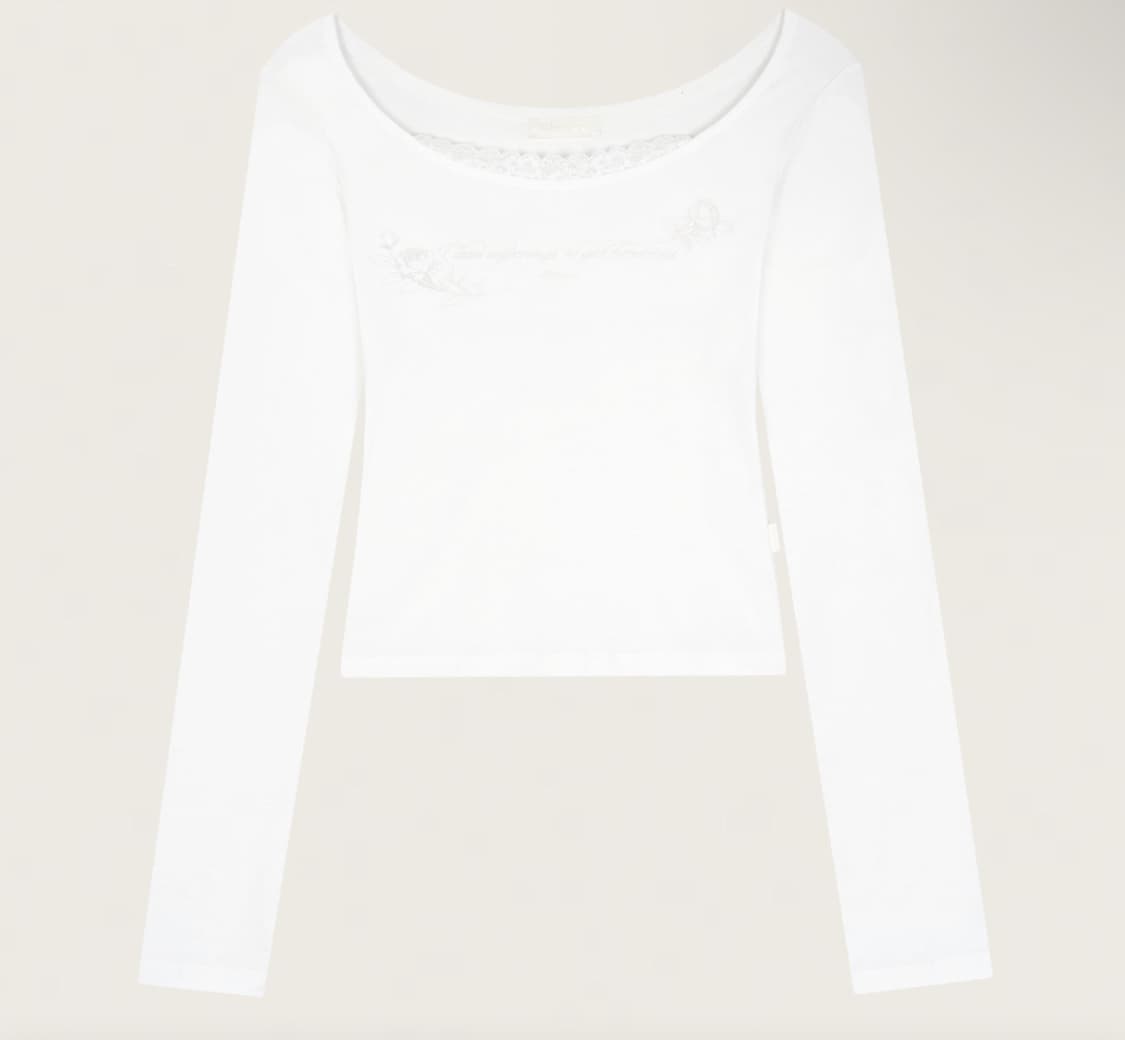 클리시어 러브 인 로지 탑 화이트 롱슬리브 하투하 이안 착용 하츠투하츠 상품이미지2