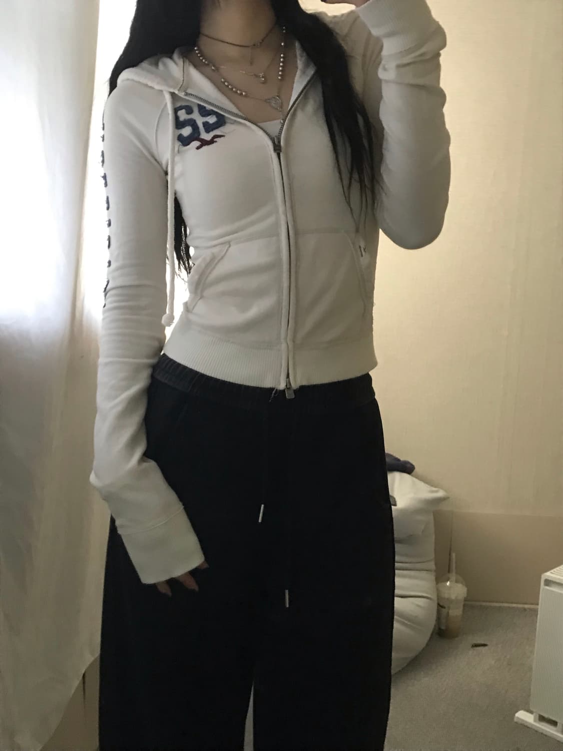 홀리스터 아이보리 딱붙핏 후드집업 상품이미지5