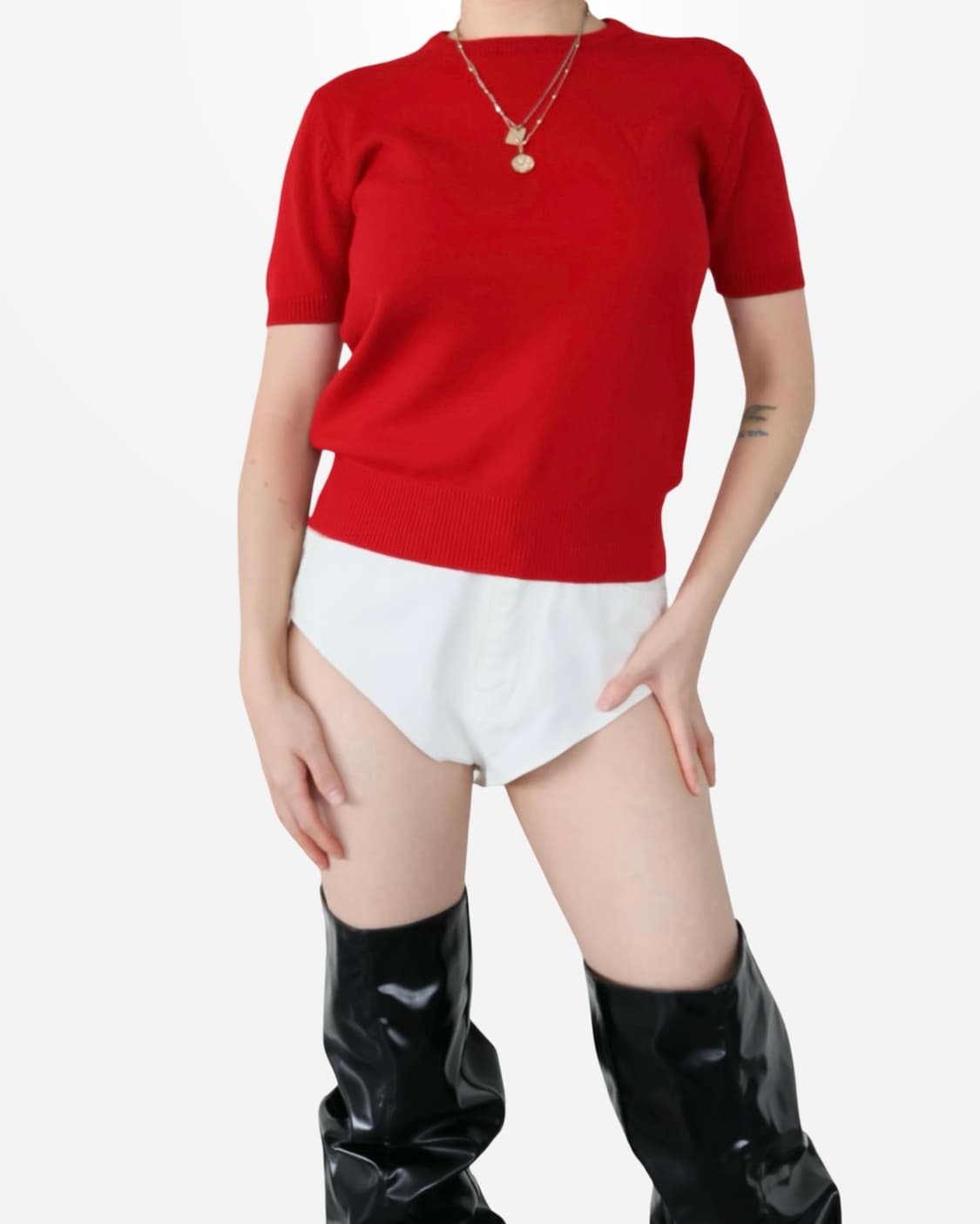 Yves Saint Laurent Red Knit Short Sleeve 상품이미지4