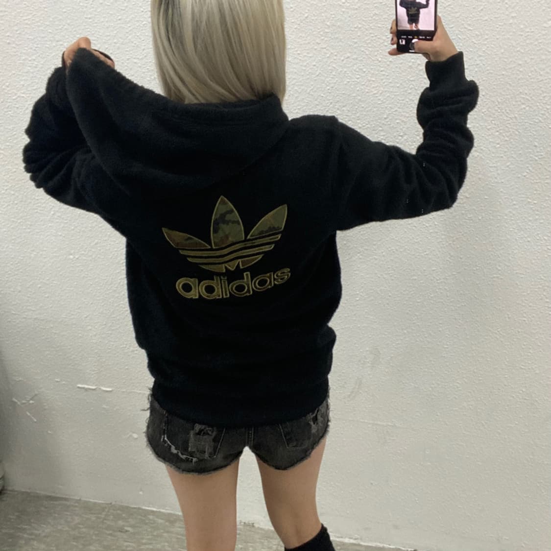 아디다스 파이어버드로고 블랙 셰르파 후드집업 100 상품이미지3