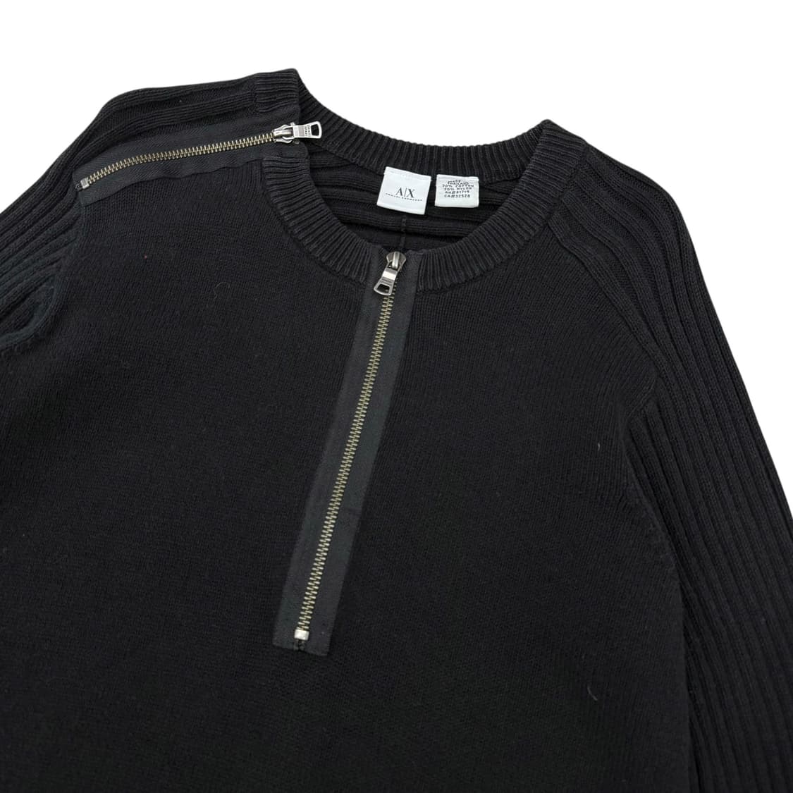 알마니 익스체인지 반집업 지퍼 디테일 블랙 니트 상품이미지5