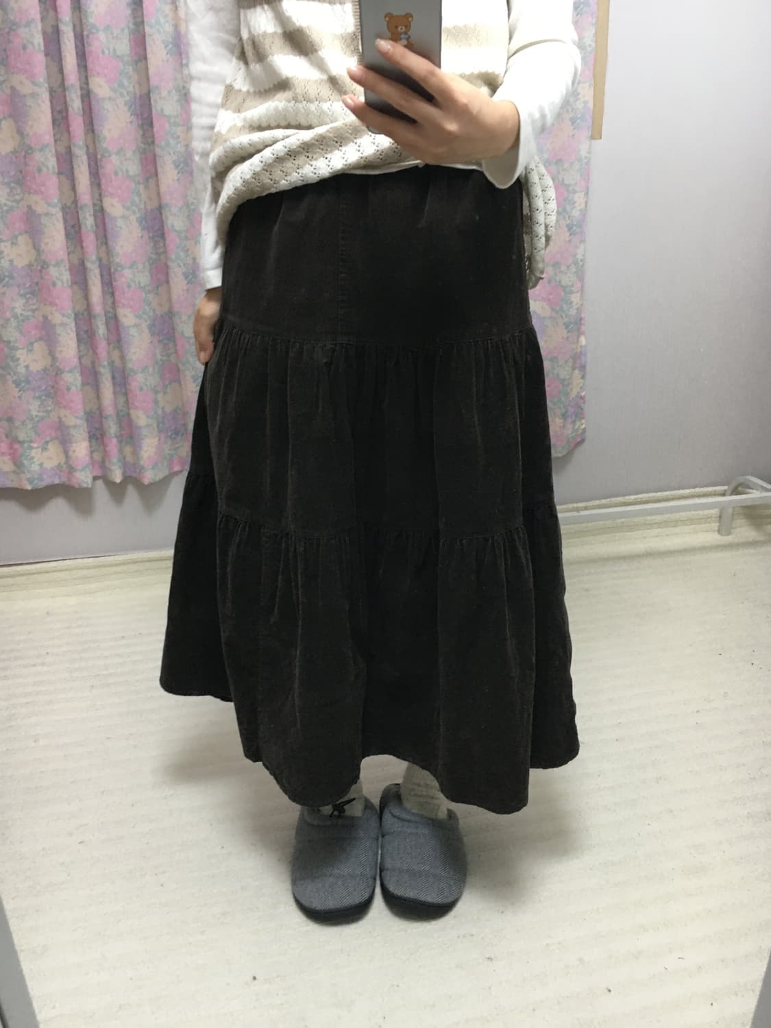 브라운 코듀로이 스커트 상품이미지4