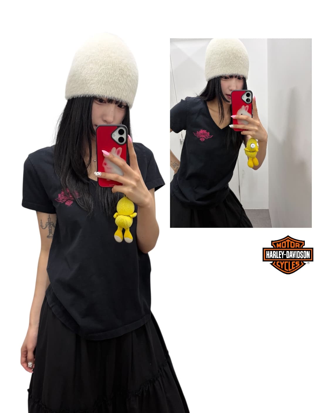 할리데이비슨 핑크 로고 반팔티 상품이미지1